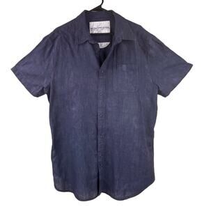 Rocha John Rocha Mens 100% Linen Short Sleeve Shirt Size XL Dark Blue